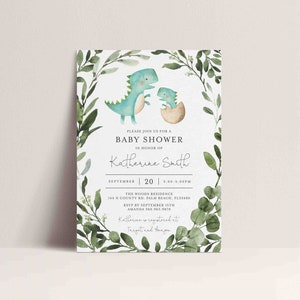 Dinosaur Baby Shower Invitation, Dinosaur Baby Shower Invite, Boy Baby Shower Invitation, Dinosaur Invite, Instant Download, Templett BB12D image 5