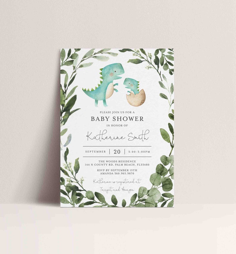 Dinosaur Baby Shower Invitation, Dinosaur Baby Shower Invite, Boy Baby Shower Invitation, Dinosaur Invite, Instant Download, Templett BB12D image 5