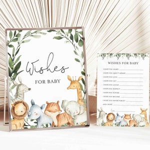 Safari-Baby-Dusche-Wünsche, Safari-Wünsche für Baby, Safari-Baby-Dusche-Spiel, Dschungel-Wünsche für Baby, Instant Download, Templett-BB8