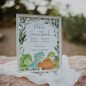Dinosaur Baby Shower Guest Book Sign, Dinosaur Guest Book Sign ...