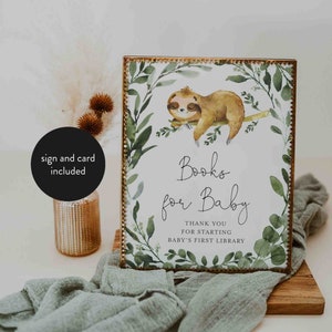 Luiaard baby shower boeken voor baby, luiaard boeken voor baby, luiaard boeken voor baby teken, luiaard boeken aanvraag kaart, Instant Download, Templett-BB13B