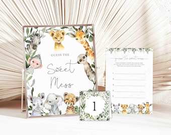 Safari Baby Shower Guess The Sweet Mess Game, Safari Guess The Sweet Mess, Jungle Guess The Sweet Mess, Instant Download, Templett - BB29
