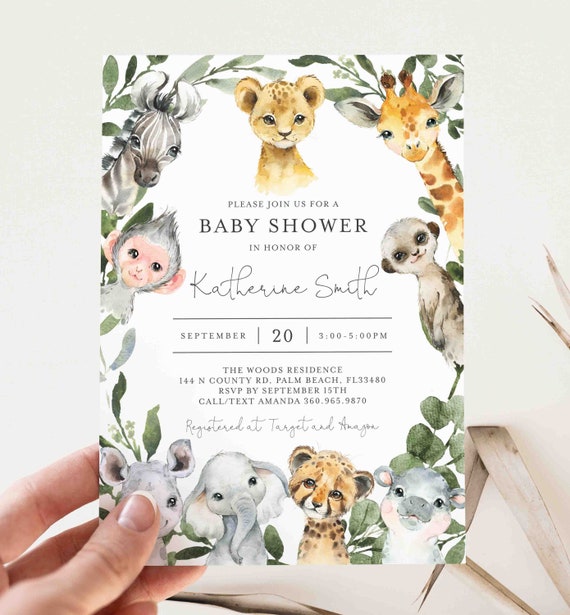 25 Invitations Baby Shower – Jungle Animal – Gartner Studios – Neuves