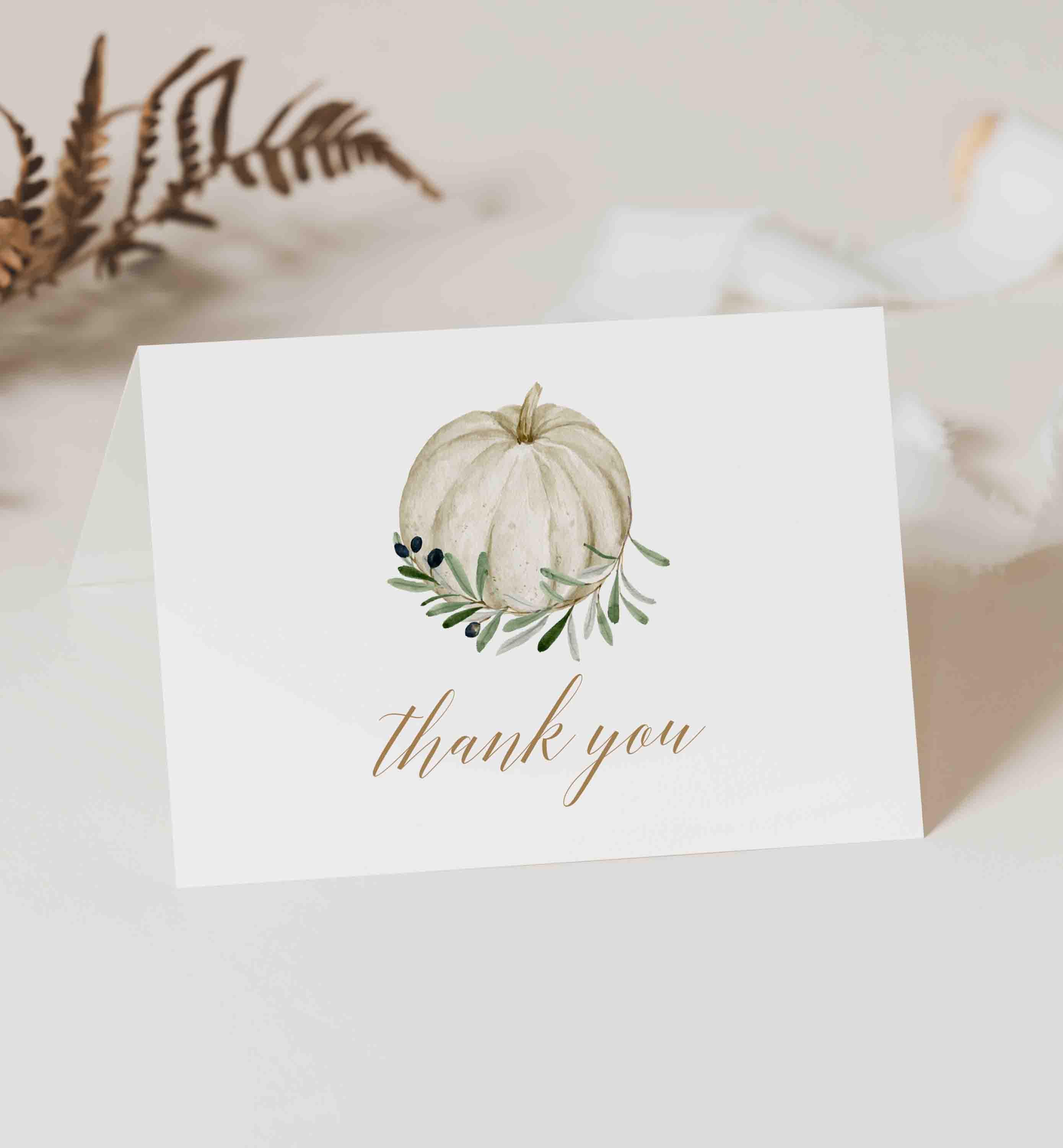 50 Kürbis Dankeskarten Mit Umschlägen - 10,2x15,2 Cm Für Babyparty & Herbstfeiern