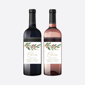 Christmas Wedding Wine And Champagne Label, Christmas Wedding Wine Label, Winter Wedding Wine Label, Instant Download, Templett - WD24