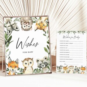 Bos baby shower wensen voor baby, bos wensen voor baby, bos dieren wensen voor baby, Instant Download, Templett - BB20