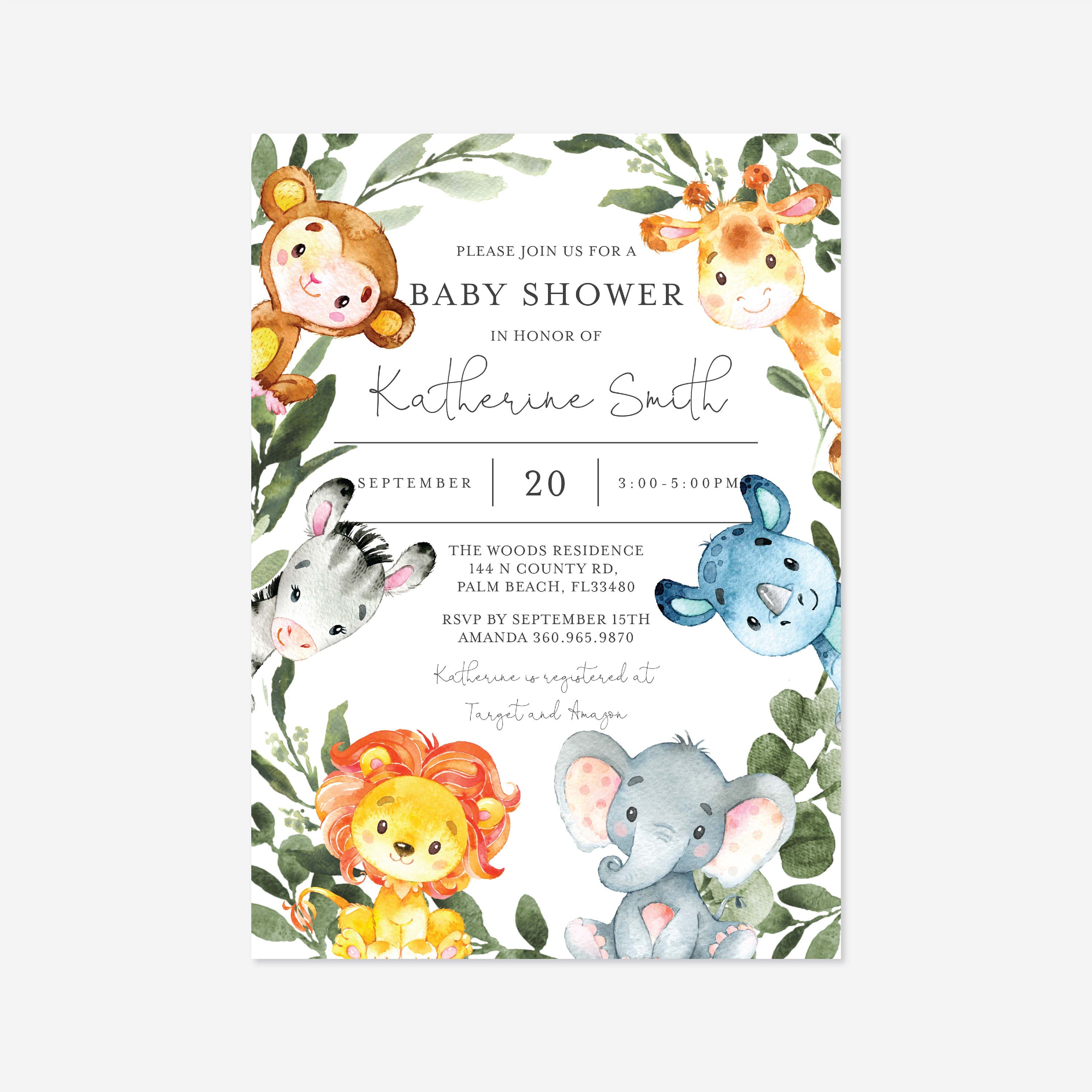 Jungle Baby Shower Invitation Jungle Baby Shower Invitation Etsy
