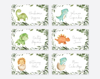 Dinosaur Birthday Food Labels, Dinosaur Birthday Tent Cards, Dinosaur Food Labels, Tent Cards, Instant Download, Templett - KB12