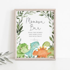 Dinosaurier Baby Dusche Mimosa Bar Zeichen, Dinosaurier Mimosa Bar Zeichen, Dino Mimosa Bar Zeichen, Instant Download, Templett - BB12