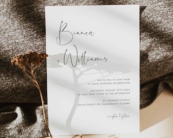 Modern Wedding Invitation, Minimalist Wedding Invitation, Elegant Wedding Invitation, Simple Invitation, Instant Download, Templett - WD26