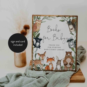 Bos baby shower boeken voor baby, bos boeken voor baby, bos dieren boeken aanvraagkaart, Instant Download, Templett - BB15