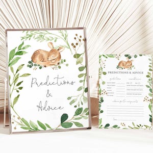 Prédictions et conseils de baby shower de cerf, carte de conseils de petit cerf, jeu de prédiction, jeux de baby shower de cerf, téléchargement immédiat, Templett - BB31