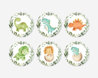 Dinosaur Baby Shower Cupcake Toppers And Cupcake Wrappers, Dinosaur Cupcake Toppers, Dinosaur Cupcake Wrappers, Decorations, Templett - BB12