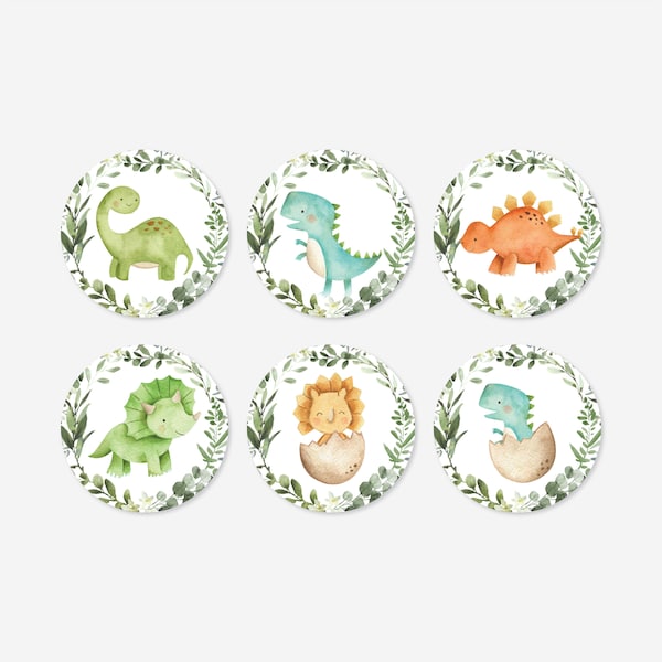 Dinosaur Baby Shower Cupcake Toppers And Cupcake Wrappers, Dinosaur Cupcake Toppers, Dinosaur Cupcake Wrappers, Decorations, Templett - BB12