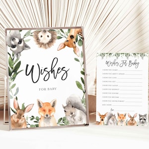 Bos babyshower wensen voor baby, bos wensen voor baby, bos dieren wensen voor baby, Instant Download, Templett - BB17