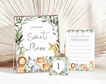 Safari Baby Shower Guess The Sweet Mess Game, Safari Guess The Sweet Mess, Jungle Guess The Sweet Mess, Instant Download, Templett - BB8