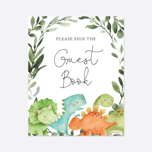 Dinosaur Baby Shower Guest Book Sign Dinosaur Guest Book | Etsy