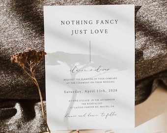 Invitación de boda moderna, minimalista, elegante, sencilla, descarga instantánea, Templett - WD66B