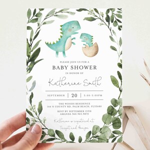 Dinosaur Baby Shower Invitation, Dinosaur Baby Shower Invite, Boy Baby Shower Invitation, Dinosaur Invite, Instant Download, Templett BB12D image 4