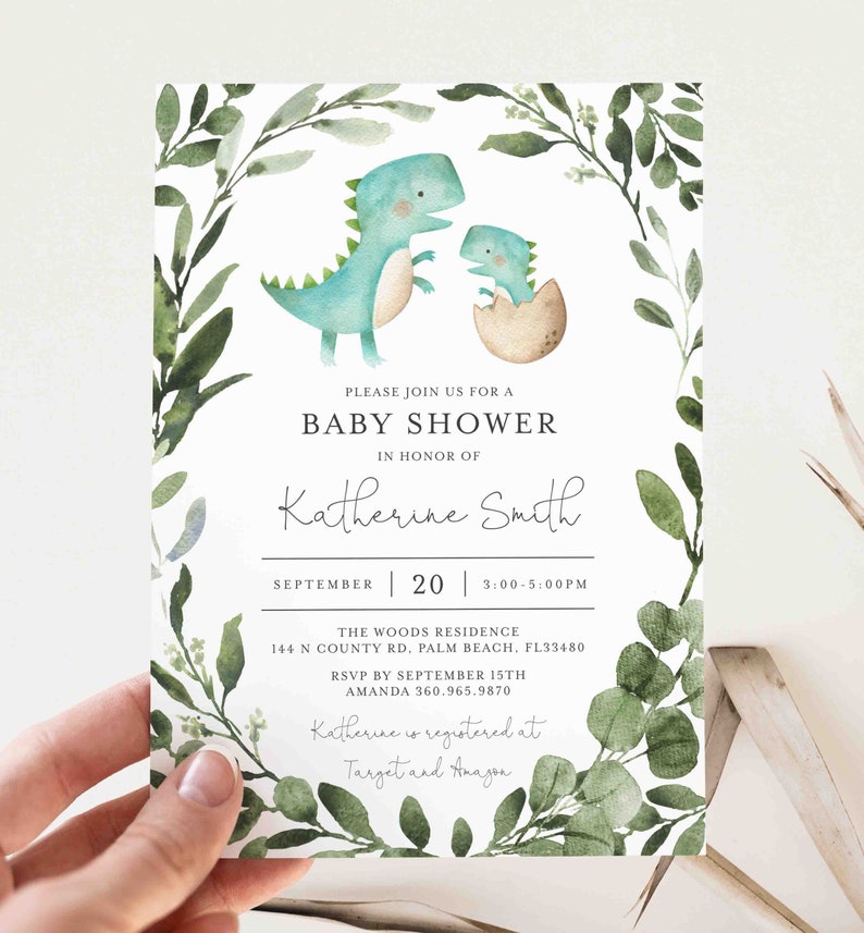 Dinosaur Baby Shower Invitation, Dinosaur Baby Shower Invite, Boy Baby Shower Invitation, Dinosaur Invite, Instant Download, Templett BB12D image 4