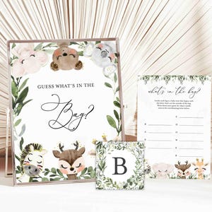 Safari Baby Shower Guess What&#39;s In The Bag Game, Safari What&#39;s In The Bag Game, Jungle Guess Bag Game, Instant Download, Templett - BB19
