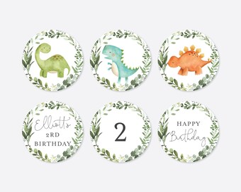 Dinosaur Birthday Cupcake Toppers And Cupcake Wrappers, Dinosaur Cupcake Toppers, Dinosaur Cupcake Wrappers, Kids Birthday, Templett - KB12