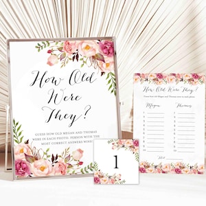 Pink Floral Brautparty wie alt waren sie Spiel, wie alt waren sie, Floral wie alt waren sie, Instant Download, Templett - BR1