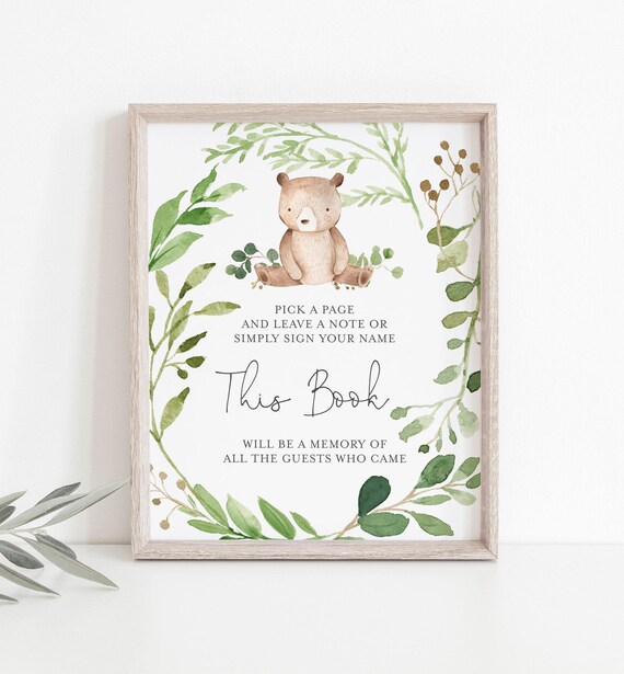 Libro degli ospiti per baby shower con orsetto, cornici a forma di cuore, libro degli ospiti alternativo, libro degli ospiti per baby shower/battesimo con orsetto - Italia