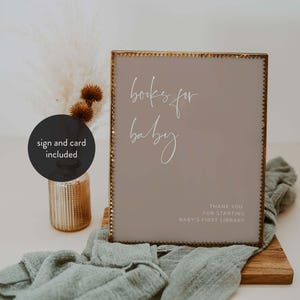 Moderne babyshowerboeken voor baby, minimalistische babyshowerboeken voor baby, elegante boekenverzoekkaart, direct downloaden, Templett - BB26D