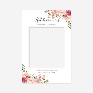 Pink Floral Bridal Shower Photo Prop Frame, Photo Prop Frame, Floral Photo Prop Frame, Printable Photo Prop, Instant Download, Templett -BR1