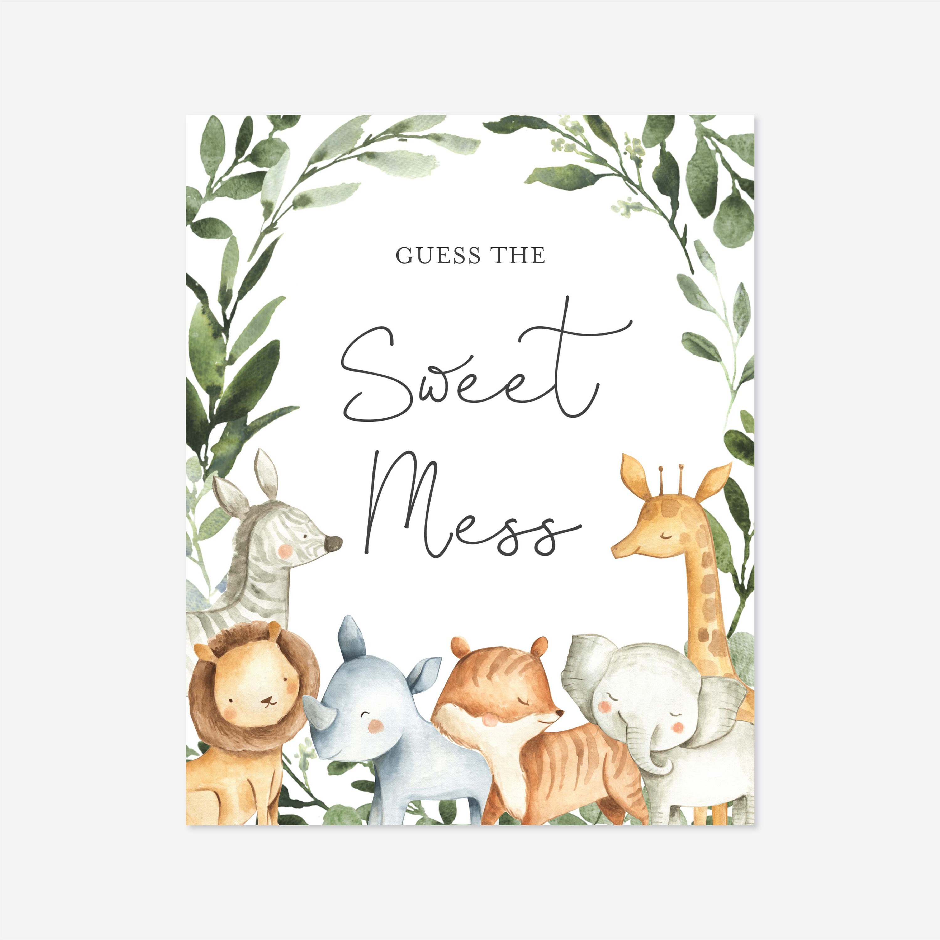 Safari Baby Shower Guess the Sweet Mess Game Safari Guess the - Etsy