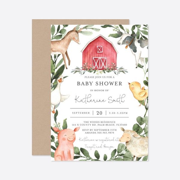 Farm Baby Shower Invitations Etsy