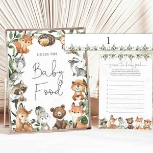 Woodland Baby Shower Guess The Baby Food Game, Woodland Guess The Baby Food Game, Woodland Baby Food Game, Instant Download, Templett - BB27