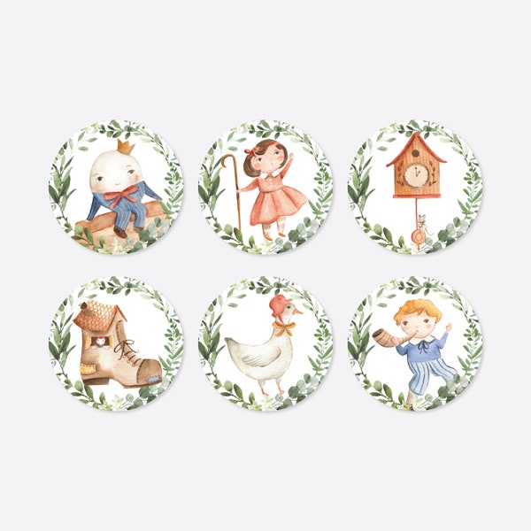 Kinderreim Cupcake Toppers, Kinderreim Cupcake Topper, Kinderreim Kuchenverpackungen, Templett-BB16