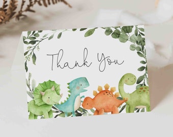 Dinosaur Baby Shower Thank You Card, Dinosaur Thank You Card, Dinosaur Baby Shower, Boy Baby Shower, Instant Download, Templett - BB12