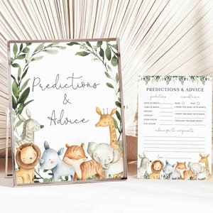 Predicciones y consejos para baby shower de Safari, tarjeta de consejos de Safari, juego de predicciones, juegos de baby shower de Safari, descarga instantánea, Templett - BB8