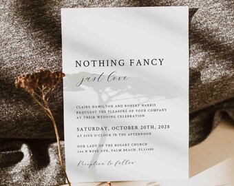 Modern Wedding Invitation, Minimalist Wedding Invitation, Elegant Wedding Invitation, Simple Invitation, Instant Download, Templett - WD61D