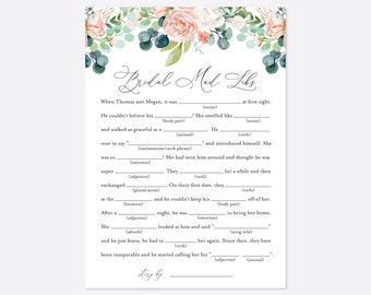Greenery Mad Libs Bridal Shower Game, Eucalyptus Mad Libs Game, Advice For The Bride-To-Be, Mad Libs Game, Instant Download, Templett - BR6
