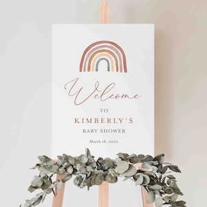 Rainbow Baby Shower Welcome Sign, Rainbow Welcome Sign, Boho Rainbow Welcome Sign, Baby Shower Sign, Instant Download, Templett - BB18
