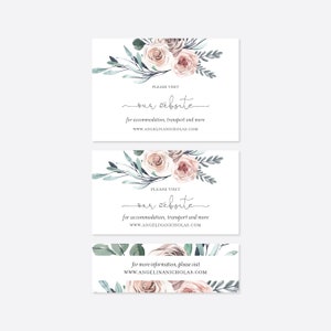 Boho Rose Hochzeit Website Karte, Dusty Rose Hochzeit Website Karte, Dusty Pink Floral Hochzeit Website Karte, Instant Download, Templett - BT5
