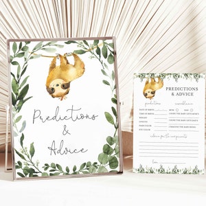 Luiaard baby shower voorspellingen en advies, luiaard advies kaart, luiaard advies teken, luiaard baby shower games, Instant Download, Templett - BB13
