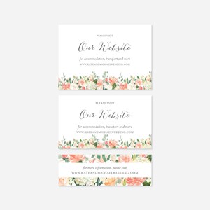 Pfirsich und Creme Hochzeit Website Karte, Hochzeit Insert Karte, Floral Website Karte, florale Hochzeit, Instant Download, Templett - BT2