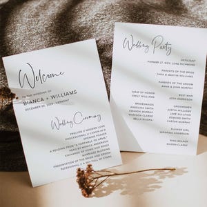 Modern Fan Wedding Program, Minimal Fan Wedding Program, Wedding Order Of Service, Modern Wedding Programme, Instant Download, Templett-WD26
