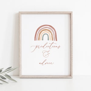 Regenboog baby shower voorspellingen en advies, regenboog voorspellingen en advies, Boho voorspellingen en advies, Instant Download, Templett BB18 afbeelding 2