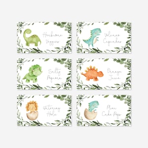 Dinosaur Baby Shower Food Labels, Dinosaur Baby Shower Tent Cards, Dinosaur Food Labels, Tent Cards, Instant Download, Templett BB12 zdjęcie 1