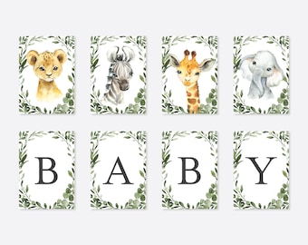 Safari-Baby-Dusche-Party-Girlanden, Safari Party Banner, Dschungel Party Banner, Safari-Baby-Dusche-Dekorationen, Instant Download, Templett - BB29