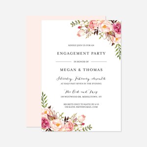 Pink Floral Engagement Invitation, Engage, Engagement Announcement, Floral Invitation, Floral Wedding, Instant Download, Templett WD1 image 1