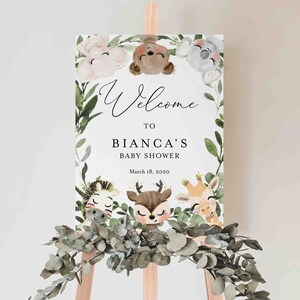 Safari Baby Shower Welcome Sign, Safari Welcome Sign, Safari Animals Welcome Sign, Jungle Welcome Sign, Instant Download, Templett - BB19