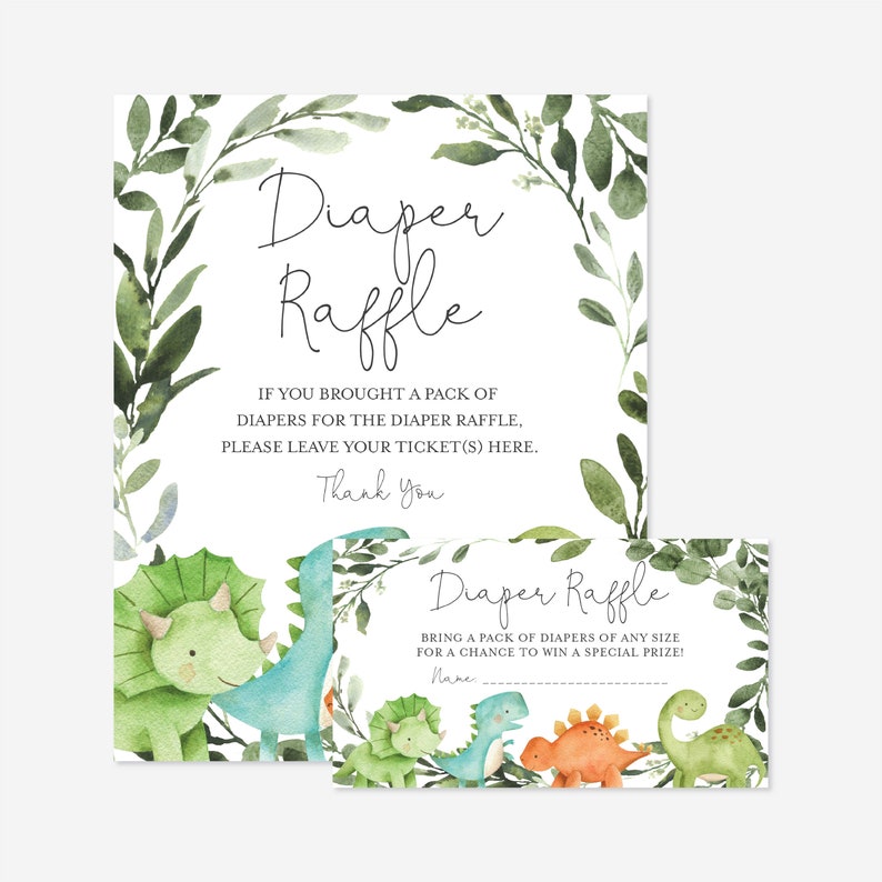 Dinosaur Baby Shower Diaper Raffle Dinosaur Baby Shower image 0