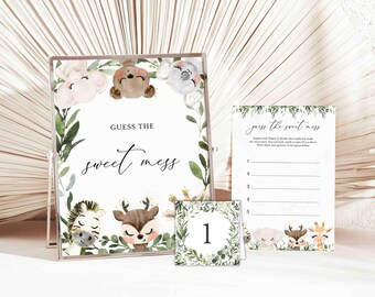 Safari Baby Shower Guess The Sweet Mess Game, Safari Guess The Sweet Mess, Jungle Guess The Sweet Mess, Instant Download, Templett - BB19